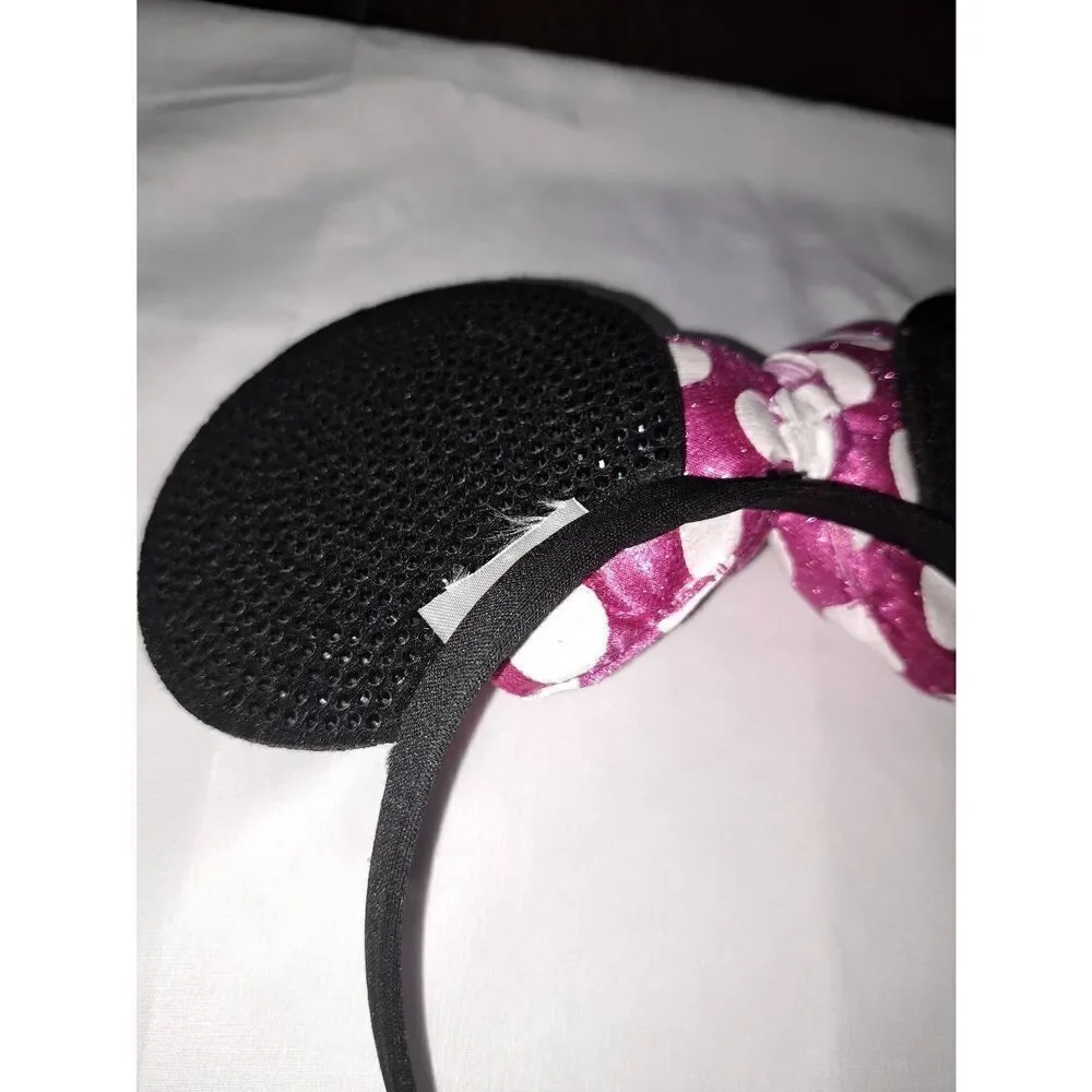 Minnie Mouse Ear Headband Black Pink White Embellish Costume Vacation Birthday